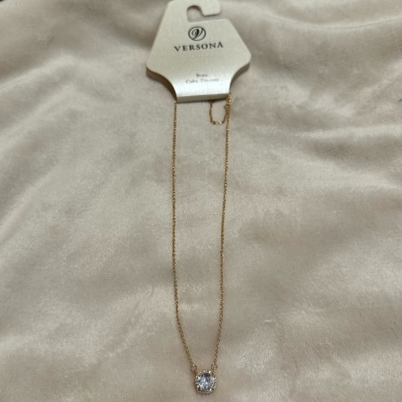 Gold Cubic Zirconia Diamond Necklace - Picture 1 of 5